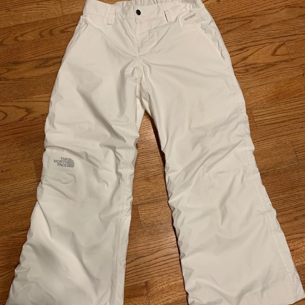 Girls white north face snow pants